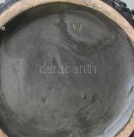 Retró mintás váza, mázas kerámia, Király Károly, jelzett, hibátlan, m: 27 cm