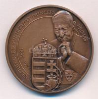 Bozó Gyula (1913-2004) 1991. Mindszenty bíboros emlékére kétoldalas bronz emlékérem JOSEPHUS CARD.MINDSZENTY PRINCEPS PRIMAS 1892-1975 / SZABAD HAZÁD VÉGSŐ NYUGHELYEDRE VÁR (42,5mm) T:1-