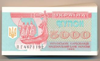 Ukrajna 1995. 5000K (100x) nagyrészt sorszámkövetők T:I,I- Ukraine 1995. 5000 Karbovantsiv (100x) mostly consecutive serials C:UNC,AU Krause P#93