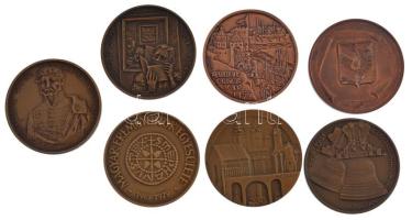 7 darabos bronz emlékérem tétel, közte Berzsenyi Dániel, Négyszáz ötven éve világít apa paischola fénye, Szeged, Nándorfehérvár 1456, MÉE Szombathelyi Szervezete (42mm) T:1-