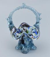 Murano üveg kosár, jelzés nélkül, hibátlan, m: 18 cm