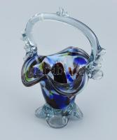 Murano üveg kosár, jelzés nélkül, hibátlan, m: 16 cm
