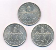 1993. 200Ft Ag "MNB" + 1994. 200Ft Ag "Deák" (2x) T:1- patina Adamo F13, F13.1