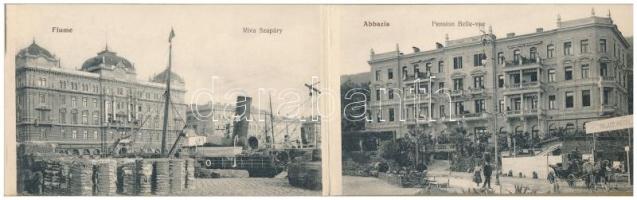 Quarnero, Kvarner Gulf; Crikvenica, Abbazia, Fiume. Belül Pannónia kivándorlási hajó, Schenk kávéház...