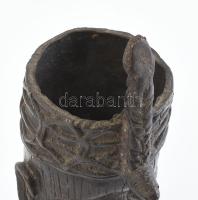 Antik afrikai törzsi figura, király fej, patinázott bronz, korának megfelelő állapotban, feltehetően...