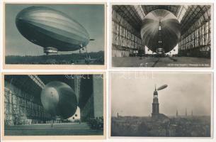 Zeppelin léghajók - 4 db régi képeslap / Zeppelin Luftschiff / Zeppelin airships - 4 pre-1945 postcards