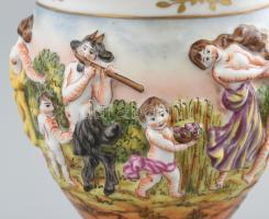 Régi Capodimonte váza, jelzett, kopásokkal, m: 10 cm, d: 9 cm
