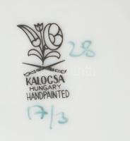 Kalocsa porcelán bonbonier, jelzett, kopásokkal, d: 12 cm