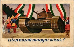 1943 Isten hozott magyar hősök! / Entry of the Hungarian troops, tank, irredenta art (EB)