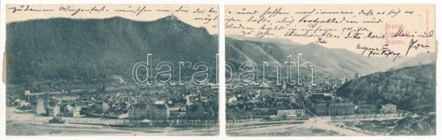 1893 (Vorläufer) Brassó, Kronstadt, Brasov; Gabony &amp; Comp. Hajtásnál kettészakadt panorámalap / panoramacard bent til totally broken