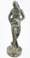 Hygia (Hygieia) istennő, bronzírozott szobra, jelzett: HB. Talapzatán erősebb kopásokkal, m: 40,5 cm