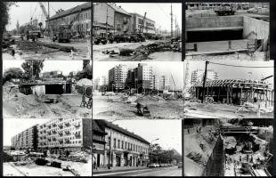 cca 1973 és 1986 között Budapesten készült felvételek, a metró építkezések felszíni munkálatairól, a városkép változásairól, 13 db vintage fotó, ezüst zselatinos fotópapíron, többsége datált és feliratozott, 9x14 cm