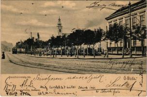 1903 Budapest III. Óbuda, templom, villamos. Divald Károly 291.