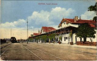 1913 Hatvan, vasútállomás, vonatok. Állomási tőzsde kiadása (ázott / wet damage)