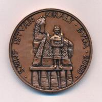2000. Szent István király - Buda 2000 / Szent Gellért hegye - Sziklatemplom kétoldalas bronz emlékérem (42,5mm) T:1