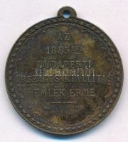 1885. Az 1885iki Budapesti Országos Kiállítás Emlék Érme bronz emlékérem füllel, Knopp és Steiner Budapesten gyártói jelzéssel (30mm) 1- patina, kis peremhiba