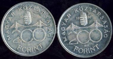 1992. 200Ft (2x) "Magyar Nemzeti Bank" Ag T:2/2+