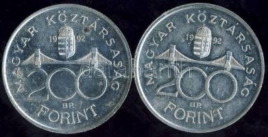 1992. 200Ft (2x) "Magyar Nemzeti Bank" Ag T:2/2+