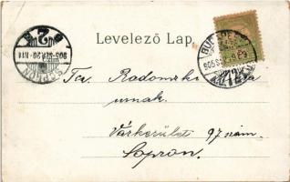 1905 Budapest VIII. Kerepesi út (Rákóczi út), Rókus templom, villamos. litho (EB)