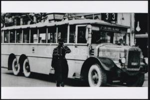 1930 Budapest, a 3. sz. autóbusz járat, 1 db modern nagyítás, 10x15 cm