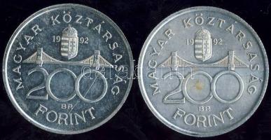 1992. 200Ft (2x) "Magyar Nemzeti Bank" Ag T:2/2+
