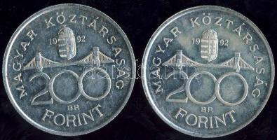 1992. 200Ft (2x) "Magyar Nemzeti Bank" Ag T:2/2+