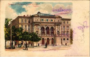 1899 (Vorläufer) Temesvár, Timisoara; Ferenc József színház / Theater / theatre. Corvina litho (Rb)