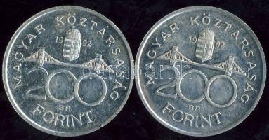 1992. 200Ft (2x) "Magyar Nemzeti Bank" Ag T:2/2+