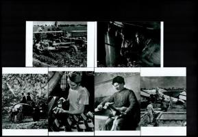 cca 1950 és 1960 között készült fotóriportok egy-egy felvétele, az egykori Lapkiadó Vállalat központi fotólaborjának archívumából válogatva, 10 db modern nagyítás, a képek hátoldalán évszámok, egyébként jelzetlenek, 10x15 cm és 15x10 cm
