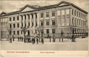Szamosújvár, Gherla; Állami főgimnázium télen. Perint Gerő kiadása / grammar school in winter (EK)
