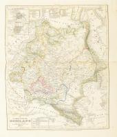 1849 Az Európai Oroszország színezett rézmetszet / Map of Russia engraving 24x29 cm