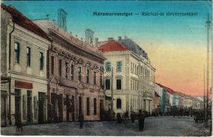 1916 Máramarossziget, Sighet, Sighetu Marmatiei; Rákóczi út és törvényszék, Dávidovits üzlete / street view, court, shops