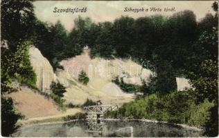 1915 Szovátafürdő, Baile Sovata; Sóhegyek a Vörös tónál / salt mountains by the lake (EK)