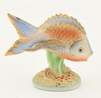 Drasche porcelán hal, kézzel festett, jelzett, kopott, m: 10 cm