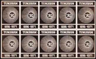 1971 Tungsram 75 éves jubileum, 10 db-os címke ív, 17,5x10,5 cm