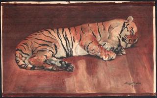 Jung Edith jelzéssel: Tigris, 1925. Akvarell, papír. 24x39 cm