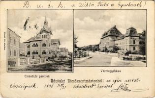 1905 Dicsőszentmárton, Tarnaveni, Diciosanmartin; Olvasókör pavilon, vármegyeháza. Hirsch Mór kiadása / reading club&#039;s pavilion, county hall (b)