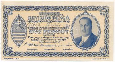 Budapest 1930. Revíziós Pengő arcképes változat, kitöltött, bélyegzés nélkül T:III folt Adamo BUP-37.1.3