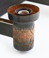 Iparművészeti retró csillár / mennyezeti lámpa, réz, fém, nincs kipróbálva, rozsdanyomokkal, ismeret...