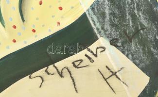 Scheiber jelzéssel: Bohóc. Vegyes technika, papír. Fakeretben. 85x60 cm