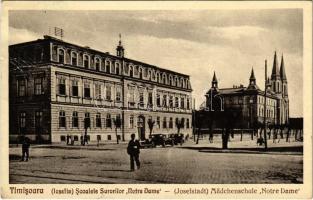 1932 Temesvár, Timisoara; Józsefváros, Notre Dame leányiskola / Iosefin Scoalele Surorilor Notre Dame / girl school, automobiles (Rb)