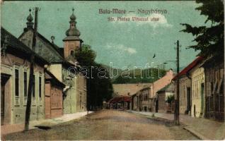 1940 Nagybánya, Baia Mare; Str. Pintea Viteazul / utca, templom / street view, church (EK)