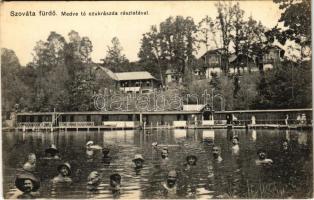 Szováta-fürdő, Baile Sovata; Medve-tó a cukrászda részletével, fürdőzők. Dragoman S. J. kiadása / Lacul Ursu / spa, lake, bathers, confectionery (fa)