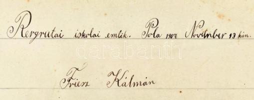 1907 Póla, a Cs. és Kir. Haditengerészet (K.u.K. Kriegsmarine) kadétiskolájának csoportképe, nagymér...