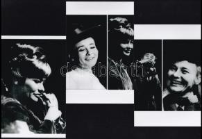 1968 Törőcsik Mari színművészről öt felvétel három fotópapíron, a néhai Lapkiadó Vállalat központi fotólaborjának archívumából 3 db modern nagyítás, 15x10 cm