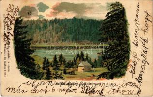 1901 Tusnádfürdő, Baile Tusnad; Szent Anna-tó (Csík vármegye). Erdélyi Kárpát Egyesület kiadása / Lacul Sfanta Ana / lake. litho