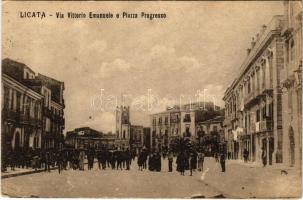 1920 Licata, Via Vittorio Emanuele e Piazza Progresso / street, square (EK)