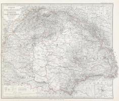 1880 Länder der ungarischen Kronen - A Magyar Korona országainak térképe. Gotha: Justus Perthes kiadása, Acélmetszet 45x36 cm / cca 1880 Map of Austro-Hungarian Empire, Stieler's Hand-Atlas No.29., Gotha: Justus Perthes edition, Steel engraving