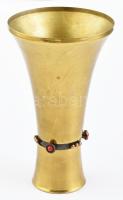 Muharos Lajos: Iparművész réz és bronz váza, kopásokkal, Jelzés nélkül 19,5 cm