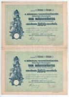 Mándok 1927. "Mándoki Takarékpénztár Részvénytársaság" tíz részvénye egyenként 20P-ről, ös...